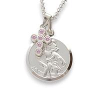 Christopher James of London | St. Christopher Pendant and Crystal Cross Necklace | Solid 925 Sterling Silver | Traditional Saint Design & Travellers Prayer | Travel Gift with Gift Box Included