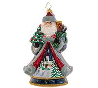 Christopher Radko Hand-Crafted European Glass Christmas Decorative Ornament, Santa's Snowy Scene