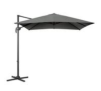 CHRISTOW 2.5m Cantilever Parasol - Grey, Large Banana-Style Umbrella for Garden Patio, Square Polyester Overhanging Canopy, UPF30+ UV Protection, Crank Handle, Tilt Function, 360° Rotation