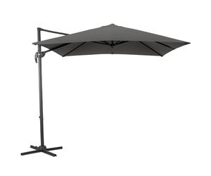 CHRISTOW 2.5m Cantilever Parasol - Grey, Large Banana-Style Umbrella for Garden Patio, Square Polyester Overhanging Canopy, UPF30+ UV Protection, Crank Handle, Tilt Function, 360° Rotation