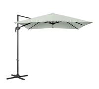 CHRISTOW 2.5m Cantilever Parasol - Sage Green, Large Banana-Style Umbrella for Garden Patio, Square Polyester Overhanging Canopy, UPF30+ UV Protection, Crank Handle, Tilt Function, 360° Rotation