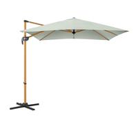 Christow 2.5m Cantilever Parasol - Sage Green, Steel with Wood Effect Finish, Banana-Style Umbrella for Garden Patio, Polyester Canopy, UPF30+ UV Protection, Crank Handle, Tilt Function, 360˚ Rotation