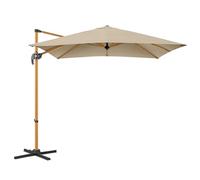 CHRISTOW 2.5m Cantilever Parasol, Steel Frame with Wood Effect, Large Garden Patio Umbrella with Overhanging Polyester Canopy - UV30+ Protection, Crank Handle, Tilt Function, 360˚ Rotation (Taupe)