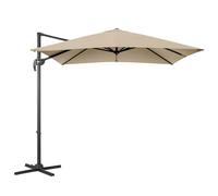 CHRISTOW 2.5m Cantilever Parasol - Taupe, Large Banana-Style Umbrella for Garden Patio, Square Polyester Overhanging Canopy, UPF30+ UV Protection, Crank Handle, Tilt Function, 360° Rotation