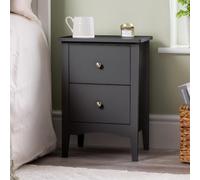 CHRISTOW 2 Drawer Bedside Table, Black | Modern Bedroom Storage, 2 Drawers, Brushed Chrome Handles, Smooth Glide Runners, Durable MDF, H57cm x W40cm x D30cm