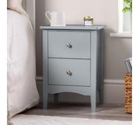 CHRISTOW 2 Drawer Bedside Table, Grey | Modern Bedroom Storage, 2 Drawers, Brushed Chrome Handles, Smooth Glide Runners, Durable MDF, H57cm x W40cm x D30cm