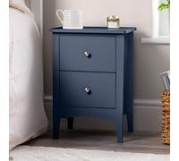 CHRISTOW 2 Drawer Bedside Table, Modern Bedroom Nightstand, Wooden MDF Side End Stand for Living Room Hallway Sofa, Brushed Chrome Handles, Smooth Glide Runners (H57cm x W40cm x D30cm)
