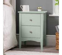 CHRISTOW 2 Drawer Bedside Table, Sage Green | Modern Bedroom Storage, 2 Drawers, Brushed Chrome Handles, Smooth Glide Runners, Durable MDF, H57cm x W40cm x D30cm