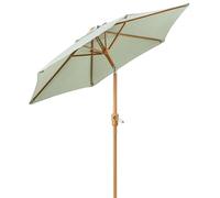 Christow 2m Tilting Garden Parasol with Crank Handle, 38mm Steel Pole, Wood Effect Finish, Outdoor Sunshade Umbrella, Heavy Duty Polyester, UV30+ Sun Protection, Water Resistant, Air Vent (Sage Green)