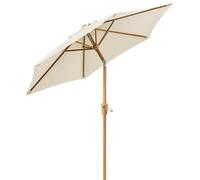CHRISTOW 2m Tilting Garden Parasol with Crank Handle, 38mm Steel Pole, Wood Effect Finish, Outdoor Sunshade Umbrella, Heavy Duty Polyester, UV30+ Sun Protection, Water Resistant, Air Vent (Cream)