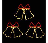 CHRISTOW 3 x Christmas Bell Lights, Outdoor Rope Light Decoration, Energy Efficient LED, Flashing Wall Window Silhouette, Mains Powered (3 x 55cm Bells)