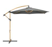 Christow 3m Banana Parasol Wood Effect Crank Handle Large Garden Umbrella in Grey Christow Grey