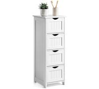 Christow 4 Deep Drawer White Wood Bathroom Cabinet