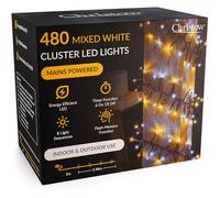 CHRISTOW 480 LED Cluster Christmas Tree Lights, Mixed White Fairy Lights with Timer, 8 Light Modes, Energy Efficient 3mm Micro LEDs, Indoor & Outdoor, Mains Powered, Green Cable, 5.98m Lit Length