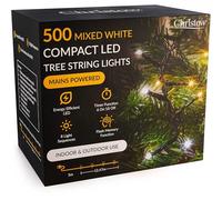 CHRISTOW 5ft Christmas Tree Lights, 500 Mixed White LED Fairy Lights with Timer, 8 Light Modes, Energy Efficient 3mm LEDs, Indoor & Outdoor, Mains Powered, Green Cable (12.47m Lit Length)