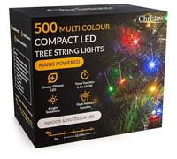 CHRISTOW 5ft Christmas Tree Lights, 500 Multi-Coloured LED Fairy Lights with Timer, 8 Light Modes, Energy Efficient 3mm LEDs, Indoor & Outdoor, Mains Powered, Green Cable (12.47m Lit Length)