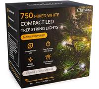 CHRISTOW 6ft Christmas Tree Lights, 750 Mixed White LED Fairy Lights with Timer, 8 Light Modes, Energy Efficient 3mm LEDs, Indoor & Outdoor, Mains Powered, Green Cable (18.72m Lit Length)