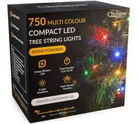 CHRISTOW 6ft Christmas Tree Lights, 750 Multi-Coloured LED Fairy Lights with Timer, 8 Light Modes, Energy Efficient 3mm LEDs, Indoor & Outdoor, Mains Powered, Green Cable (18.72m Lit Length)