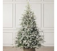 Christow 6ft Snow Flocked Christmas Tree, Realistic Verbier Fir Artificial Christmas Tree with PE & PVC Tips, Hinged Branches, Easy to Assemble, Full Shape, Green Metal Stand, 150cm x 125cm