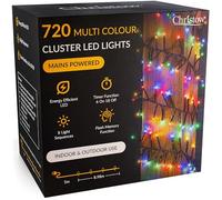 CHRISTOW 720 LED Cluster Christmas Tree Lights, Multi-Coloured Fairy Lights with Timer, 8 Light Modes, Energy Efficient 3mm Micro LEDs, Indoor & Outdoor, Mains Powered, Green Cable, 8.98m Lit Length