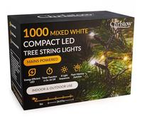 CHRISTOW 7ft Christmas Tree Lights, 1000 Mixed White LED Fairy Lights with Timer, 8 Light Modes, Energy Efficient 3mm LEDs, Indoor & Outdoor, Mains Powered, Green Cable (24.97m Lit Length)