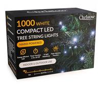 CHRISTOW 7ft Christmas Tree Lights, 1000 White LED Fairy Lights with Timer, 8 Light Modes, Energy Efficient 3mm LEDs, Indoor & Outdoor, Mains Powered, Green Cable (24.97m Lit Length)