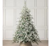 Christow 7ft Snow Flocked Christmas Tree, Realistic Verbier Fir Artificial Christmas Tree with PE & PVC Tips, Hinged Branches, Easy to Assemble, Full Shape, Green Metal Stand, 210cm x 140cm