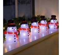 Christow Acrylic Led Snowman Small Christmas Decorations Indoor Outdoor 5Pc Set