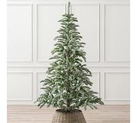 Christow Alpine Fir Flocked Christmas Tree, 6ft | Natural-Look Artificial Tree, Forked Snowy Branches, 479 Tips, Dual Tone PVC Needles, Easy Assembly with Stand