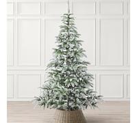 CHRISTOW Alpine Fir Flocked Christmas Tree, 7ft | Natural-Look Artificial Tree, Forked Snowy Branches, 1135 Tips, Dual Tone PVC Needles, Easy Assembly with Stand