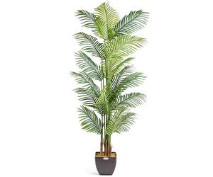 CHRISTOW Artificial Areca Palm Tree, Fake House Plant for Home Decoration, Lifelike Leaves and Husky Natural Looking Stems, Weighted Pot, Indoor Outdoor (180cm / 6ft)