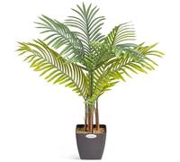 CHRISTOW Artificial Areca Palm Tree In Pot, 3ft | Natural Coco-Wrapped Stems, Large Fanning Leaves, Weighted Pot, Indoor Decoration, Ideal for Homes & Offices