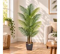 CHRISTOW Artificial Areca Palm Tree In Pot, 5ft | Natural Coco-Wrapped Stems, Large Fanning Leaves, Weighted Pot, Indoor Decoration, Ideal for Homes & Offices