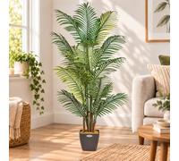CHRISTOW Artificial Areca Palm Tree In Pot, 6ft | Natural Coco-Wrapped Stems, Large Fanning Leaves, Weighted Pot, Indoor Decoration, Ideal for Homes & Offices