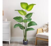 Christow Artificial Banana Tree, Bird of Paradise House Plant Decoration, Lifelike Feel-Real PEVA Leaves, Pre Potted in Weighted Pot with Moss, Indoor & Outdoor, Living Room Bedroom Office, 5ft/150cm