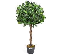 Christow Artificial Bay Tree In Pot, Large 3ft 4ft Tall Indoor Outdoor Garden Topiary Ball, Twisted Wooden Trunk, Realistic Lush Green Leaves, Home Office Restaurant (3ft, 1 pack)
