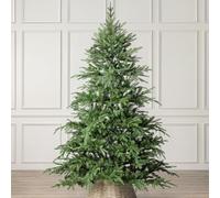 Christow Artificial Christmas Tree 7ft, Realistic Nordmann Fir with Lifelike PE & PVC Tips, Rustic Woodland Shape, Hinged Branches, Twist-Lock Poles, Green Metal Stand for Easy Display, 210cm x 132cm