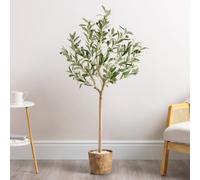 Christow Artificial Olive Tree 4ft, Indoor Outdoor House Plant Decoration with Realistic Olives & Feel-Real PEVA Leaves, Pre-Potted in Weighted Pot with White Stones, 120cm