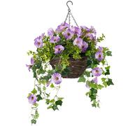 CHRISTOW Artificial Petunia Hanging Basket, Purple, 25cm
