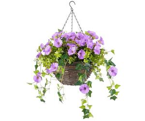 CHRISTOW Artificial Petunia Hanging Basket, Purple, 30cm