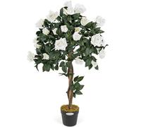 Christow Artificial Potted Rose Tree Decoration Cream - 0.9M