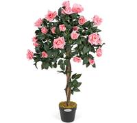 Christow Artificial Potted Rose Tree Decoration Pink - 0.9M