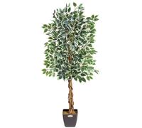 Christow Artificial Variegated Ficus Tree Realistic Faux House Plant in Pot in Green | Size: 4ft Christow Green 4ft