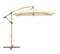 CHRISTOW Banana Parasol 3m - Cream, Steel Frame with Wood Effect Finish, Large Cantilever-Style Umbrella for Garden Patio, Overhanging Canopy, UPF30+ UV Protection, Crank Handle & Locking Lever