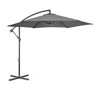 CHRISTOW Banana Parasol 3m - Grey, Large Cantilever-Style Umbrella for Garden Patio, UPF30+ UV Protection, Steel Frame, Overhanging Polyester Canopy, Crank Handle & Locking Lever