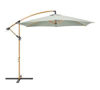 CHRISTOW Banana Parasol 3m - Sage Green, Steel Frame with Wood Effect Finish, Large Cantilever-Style Umbrella for Garden Patio, Overhanging Canopy, UPF30+ UV Protection, Crank Handle & Locking Lever