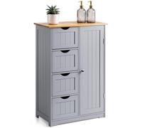 Christow Bathroom Drawer Cabinet Grey Bamboo Freestanding Storage Unit 4 Drawers Christow Grey