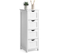 Christow Bathroom Drawer Cabinet White Wood Storage Unit With 4 Deep Drawers Christow White