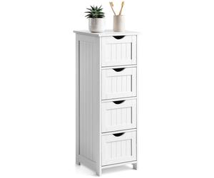 Christow Bathroom Drawer Cabinet White Wood Storage Unit With 4 Deep Drawers Christow White