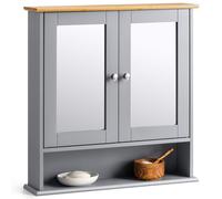 Christow Bathroom Mirrored Cabinet White Grey Wooden Double Wall Mounted Storage Unit Christow Grey